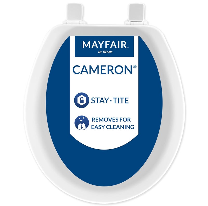 Mayfair مقعد مرحاض كاميرون الأبيض من ميفير، خشب ثقيل، سهل التنظيف، صنع في الولايات المتحدة، دائري - Image 1